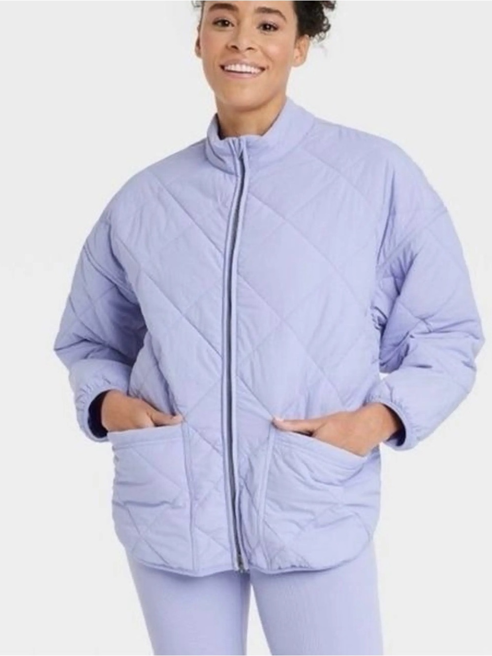 All in Motion Quilted Lavender Athletic Outdoors Jacket Pockets Medium